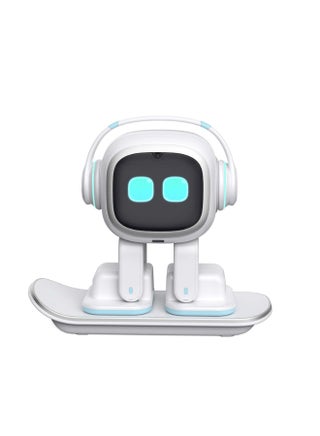 EMO Robot Desktop Pet Companion (Skateboard-White) | AI-Powered Smart Robot with Voice Interaction, Smart Light & Wireless Charging Skateboard Base for Kids and Adults - view 3